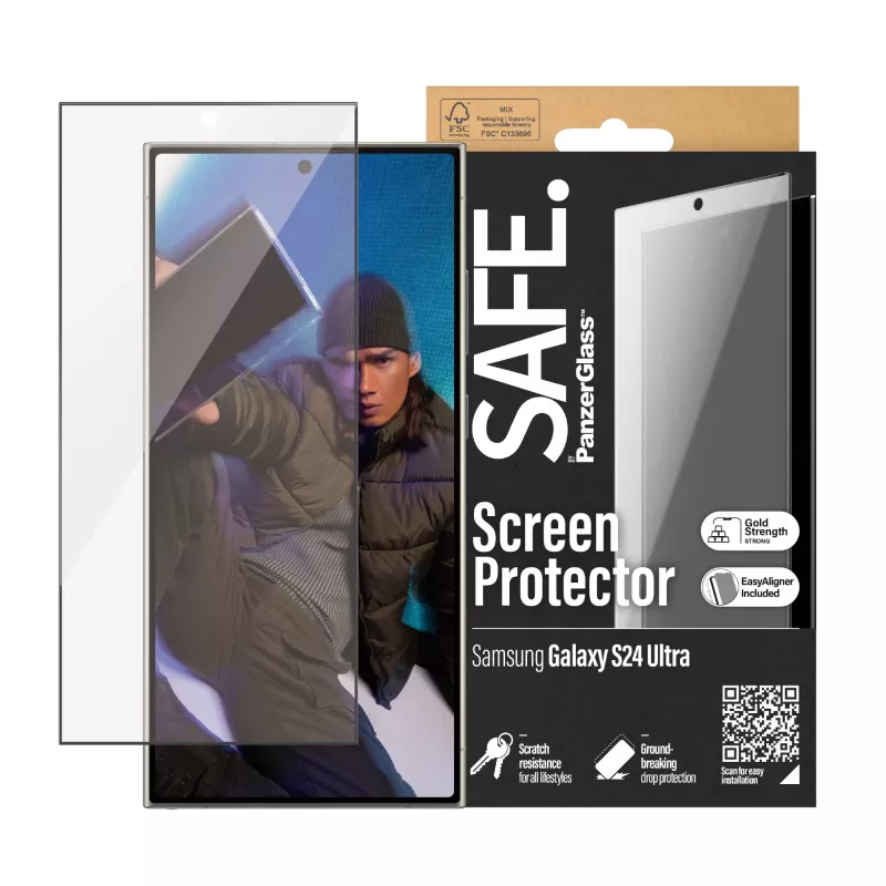 PanzerGlass SAFE. by ® Ekrāna aizsargs Samsung Galaxy S24 Ultra | Ultra-Wide Fit ar EasyAligner