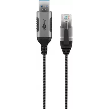 Kabeļa dzimuma pārveidotājs Goobay 74400 USB 3.0 Type A RJ45 15m Melns Sudrabs