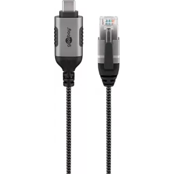 Kabeļa dzimuma pārveidotājs Goobay 74407 USB 3.1 A tipa RJ45 10m Melns Sudrabs