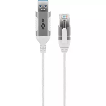 Goobay 74382 Kabeļa dzimuma mainītājs USB 3.0 Type A RJ45 Balts 7,5m