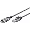 Goobay 74402 Kabeļa dzimuma mainītājs USB 3.1 Type A RJ45 1.5m Melns Sudrabs