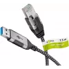 Goobay 74398 USB 3.0 Type A – RJ45 kabelis, 7.5 m, melns/sudrabs