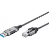 Goobay 74398 USB 3.0 Type A – RJ45 kabelis, 7.5 m, melns/sudrabs