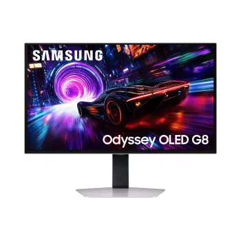 Samsung G81SF 27 collu OLED monitors, 4K UHD, 240 Hz, sudraba krāsā