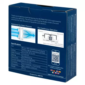 ARCTIC P8 PWM PST CO - Spiedienam optimizēts 80 mm ventilators ar PWM PST nepārtrauktai darbībai