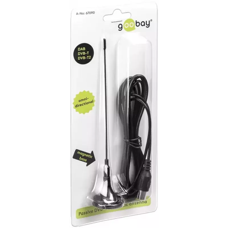 Antena Goobay pasīvā DVB-T2 (HD) Mini Magnētiskā