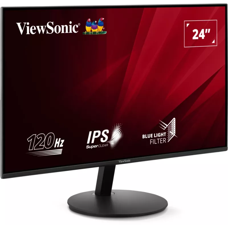 Viewsonic VA 24 inch Full HD 120Hz monitors ar HDMI un VGA, 61 cm (24 collas), 1920 x 1080 pikseļi, Full HD, LED, 5 ms, Melns