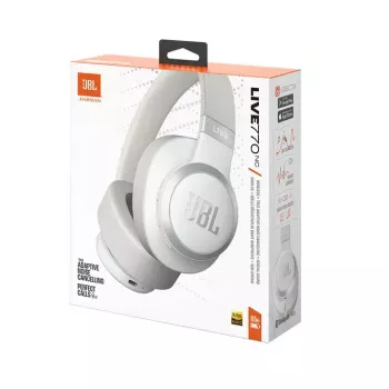 JBL Live 770NC Bezvadu austiņas uz auss, balss/mūzika, Bluetooth, baltas