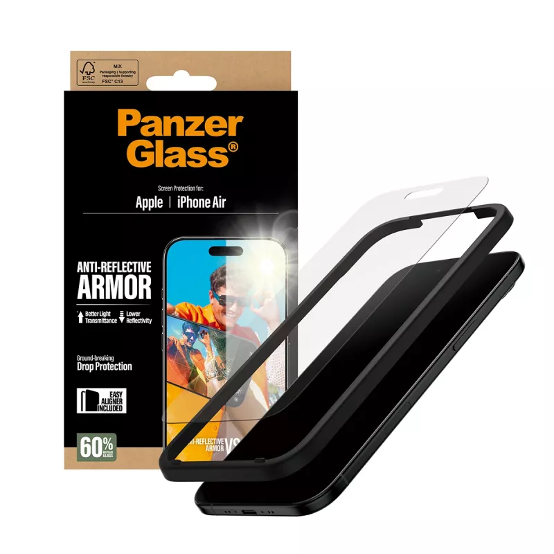PanzerGlass Anti-Reflective Armor ekrāna aizsargs iPhone Air – pretatstarojošs, triecienizturīgs