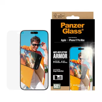 PanzerGlass Anti-Reflective Armor ekrāna aizsargs iPhone 17 Pro Max - pret skrāpējumiem un triecieniem