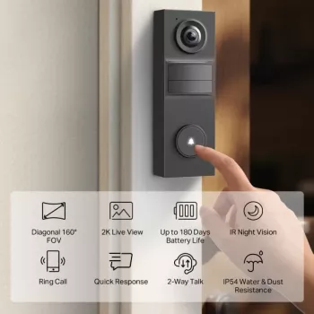 TP-Link Tapo D205 video durvju zvans 3 MP Melns