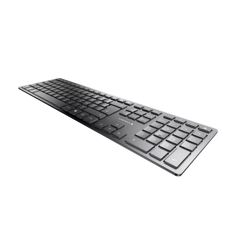 CHERRY KW 9100 SLIM klaviatūra, bezvadu RF + Bluetooth, AZERTY franču, melna