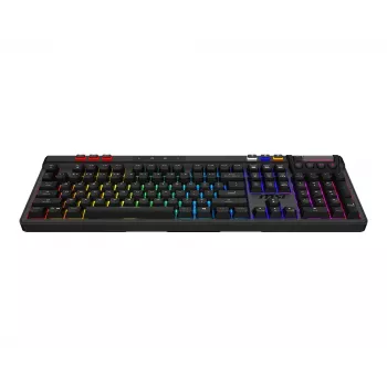 Mehāniskā spēļu tastatūra MSI STRIKE PRO WIRELESS — pilnizmēra, USB + Bluetooth, RGB, QWERTY US, melna