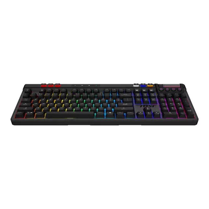 Mehāniskā spēļu tastatūra MSI STRIKE PRO WIRELESS — pilnizmēra, USB + Bluetooth, RGB, QWERTY US, melna