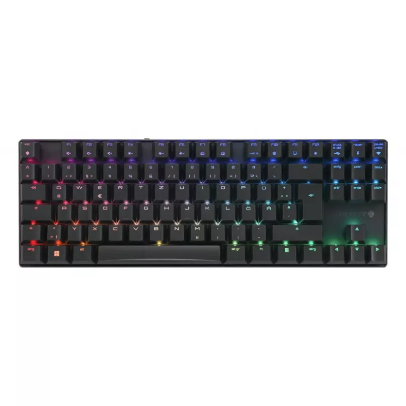 Mehāniskā spēļu tastatūra CHERRY XTRFY Cherry MX 8.2 TKL Wireless — Tenkeyless, QWERTZ, USB + RF + Bluetooth, RGB, Melna