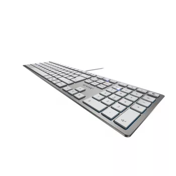 CHERRY KC 6000 Slim tastatūra, universāla USB, AZERTY Beļģijas izkārtojums, sudraba, balta