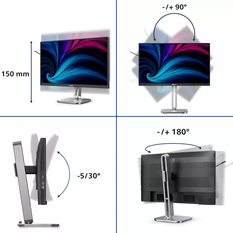 Philips 4000 sērija 24B2U4301/00 datora monitors 60.5 cm (23.8 collas) 1920 x 1080 pikseļi Full HD LCD Pelēks