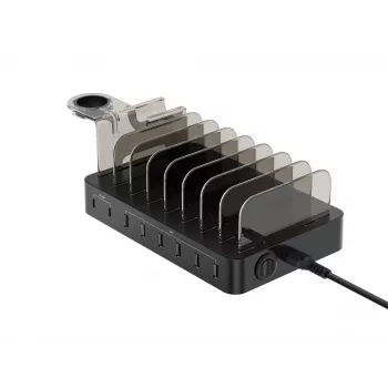 Conceptronic OZUL 8-Portu 75W USB PD Lādēšanas Stacija, Iekštelpām, AC, 12 V, Melna