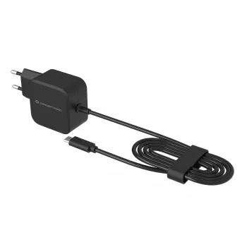 Conceptronic OZUL04BE 67W GaN USB PD lādētājs ar iebūvētu USB-C kabeli