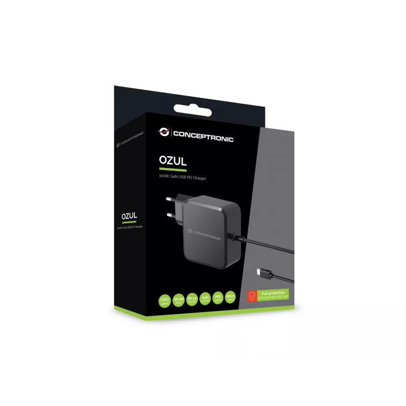 Conceptronic OZUL05BE lādētājs mobilajām ierīcēm, universāls, melns, AC, iekštelpām