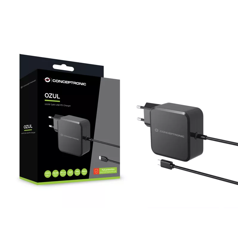 Conceptronic OZUL05BE lādētājs mobilajām ierīcēm, universāls, melns, AC, iekštelpām