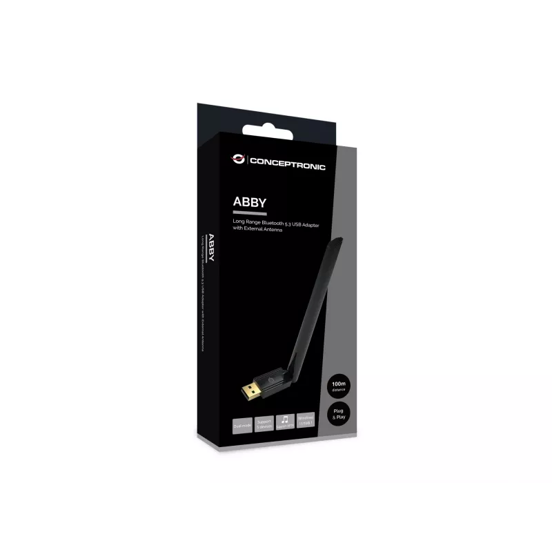 Conceptronic ABBY17B Bluetooth 5.3 USB adapteris ar ārējo antenu, liela darbības attāluma