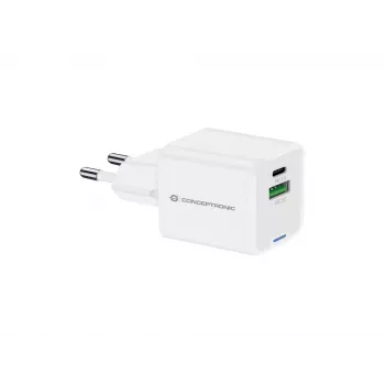 Conceptronic 2-Portu 20W GaN USB PD Lādētājs, USB-C x 1, USB-A x 1, QC 3.0, PPS