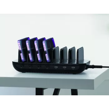 Conceptronic OZUL07B 160W 7-Portu USB PD Lādēšanas Stacija, 7x USB-C, PD 3.0