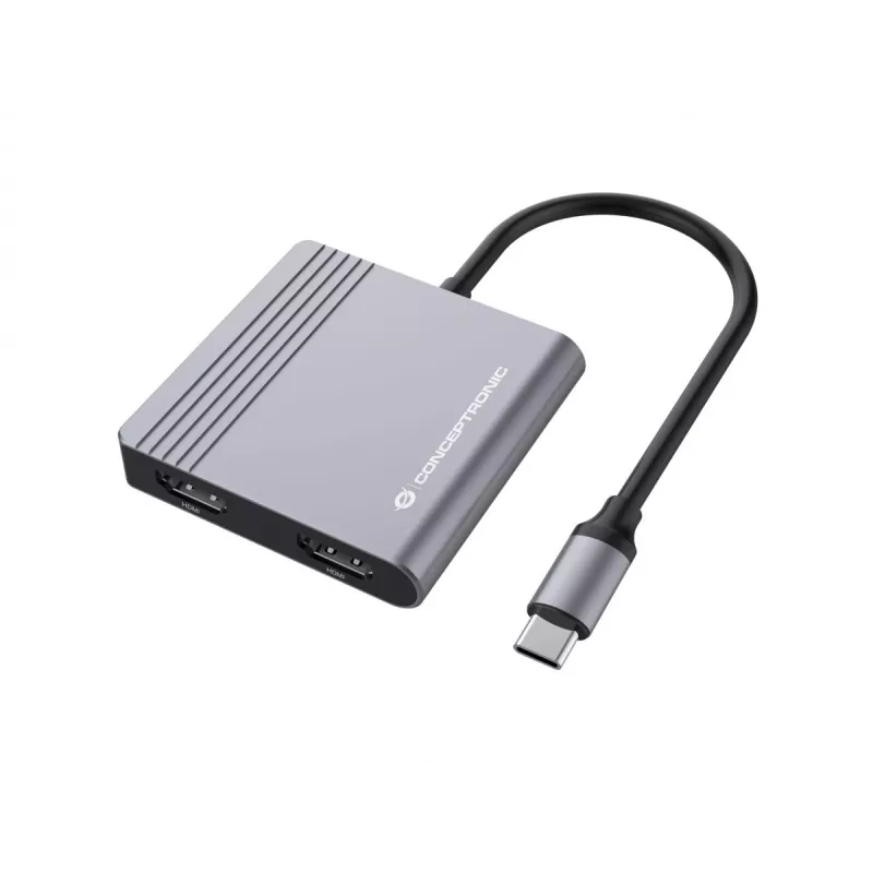 Conceptronic DONN13G 4-in-1 USB-C dokstacija ar HDMI, USB-C PD un USB 3.0, pelēka