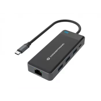 Conceptronic DONN14G dokstacija/portu replicētājs Vadu USB 3.2 Gen 1 (3.1 Gen 1) Type-C Pelēks