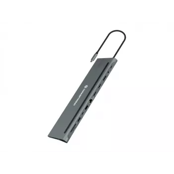 Conceptronic DONN17G 12-in-1 USB-C dokstacija — pelēka