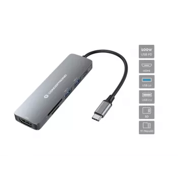 Conceptronic DONN11G 6-in-1 USB-C dokstacija, HDMI, 100W USB PD, USB 3.0, USB 2.0, SD, MicroSD