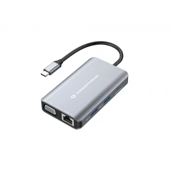 Conceptronic DONN21G 7-in-1 USB-C dokstacija, pelēka