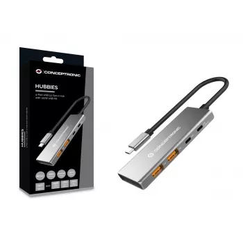 Conceptronic HUBBIES15G USB-C 4 portu USB-A centrmezgls USB 3.2 Gen 2 10 Gbit/s