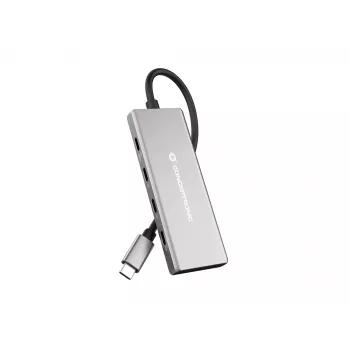 Conceptronic HUBBIES17G USB-C centrmezgls 7 portiem USB 3.2 Gen 2 10 Gbit/s pelēks