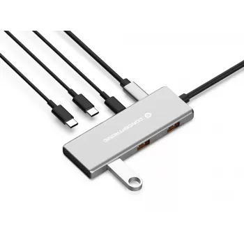 Conceptronic HUBBIES17G USB-C centrmezgls 7 portiem USB 3.2 Gen 2 10 Gbit/s pelēks