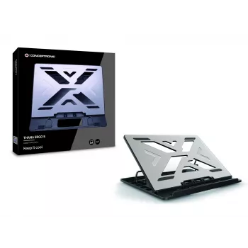 Conceptronic THANA ERGO S, dzesēšanas statīvs klēpjdatoram, pelēks, 39,6 cm (15,6 collas)