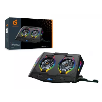 Conceptronic THYIA ERGO 2-Fan Gaming Laptop Cooling Stand, 43.2 cm (17 collas), 2 ventilatori, Vadība ar pogām, Melns, Zils, Zaļš, Sarkans, Ķīna