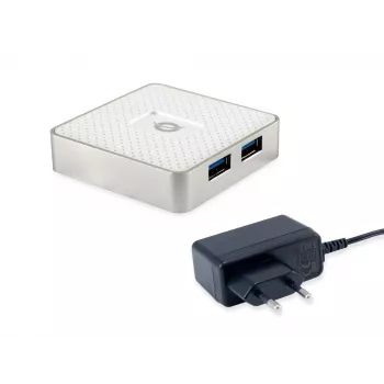 Conceptronic HUBBIES03W USB 3.2 Gen 1 centrmezgls, Micro-B, 4 porti, balts