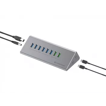 Conceptronic HUBBIES18G 10-in-1 60W USB 3.0 Centrmezgla Lādētājs, 2-in-1 USB-C USB-A Kabelis, USB 3.2 Gen 1