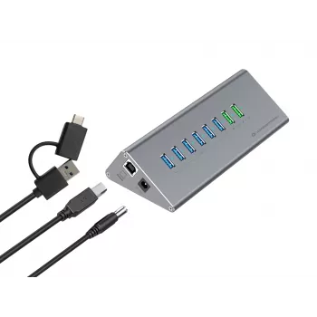 Conceptronic HUBBIES18G 10-in-1 60W USB 3.0 Centrmezgla Lādētājs, 2-in-1 USB-C USB-A Kabelis, USB 3.2 Gen 1