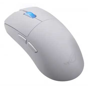 Spēļu pele ASUS ROG Harpe II Ace, labā roka, optiskā 42 000 DPI, RF bezvadu + Bluetooth + USB Type-A, 5 pogas, balta