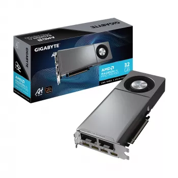 GIGABYTE Radeon AI PRO R9700 AI TOP 32G grafiskā karte - 32GB GDDR6, 256 bitu, PCI-E 5.0, 2920MHz kodola pulkstenis, 3 x DP, 1 x HDMI, GV-R9700AI TOP-32GD
