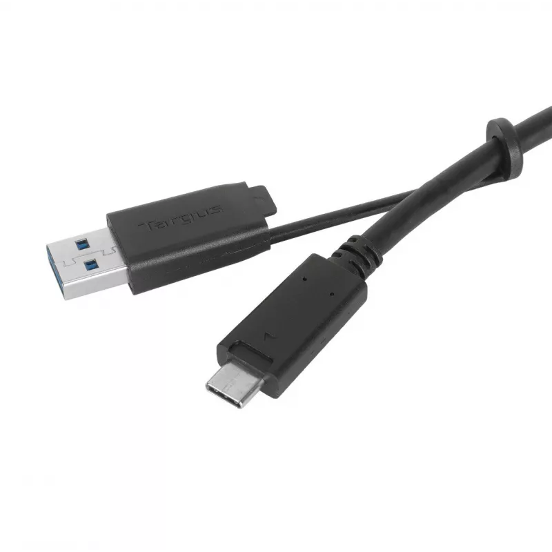 Targus ACC1133GLX USB-C kabelis ar skrūvējamu savienotāju un USB-A adapteri, 1 m, melns