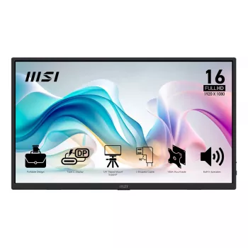 Portatīvais monitors MSI PRO MP165DE E6 15.6 collu Full HD IPS 1920×1080 USB-C HDMI VESA Melns