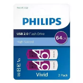 Philips FM64FD05D USB zibatmiņa 64 GB USB Type-A 2.0 Violeta, Balta