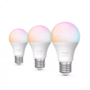 Philips Hue White un krāsu atmosfēra Essential A60 – E27 viedā spuldze – 806 lm – 8W – 3-paka