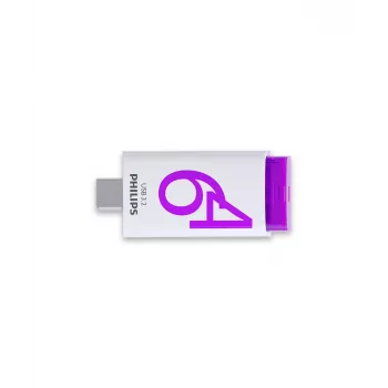 Philips Click USB zibatmiņa 64 GB USB Type-C 3.2 Gen 1 (3.1 Gen 1) Violeta, Balta