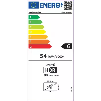 LG UHD 43UR78006LK 109.2 cm (43 colli) 4K Ultra HD Smart TV Wi-Fi Melns