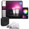 Philips Hue White and Colour Ambiance sākuma komplekts, Hue Bridge Pro + 2 x E27 A60 LED spuldzes, Bluetooth/Zigbee, 1100 lm